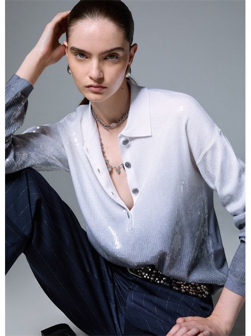 Polo dégradé con paillettes LIU JO | WF6179MS49I/L9205